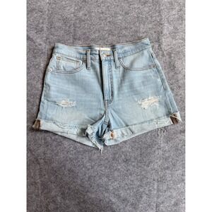 Madewell Denim Shorts Women 25 Light Blue Good Distressed High Rise Denim Shorts